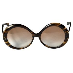 Plaza vintage circular USA made brown tortoise oversized fashion sunglasses